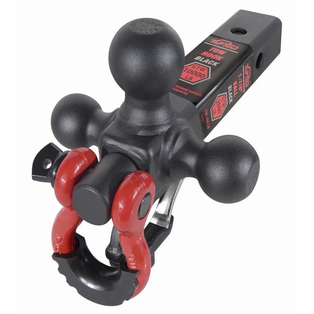 TOPTOW Trailer Hitch Tri-Ball Hitch Mount w/Matte Black Triple Hitch Balls 1-...